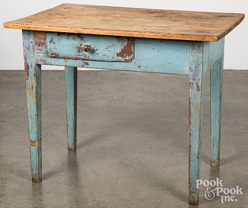 Blue painted work table, 19th c.