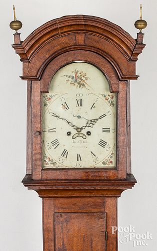 English oak tall case clock, early 19th c.