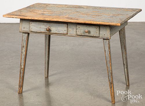 Child's painted pine splay leg table, late 19th c.