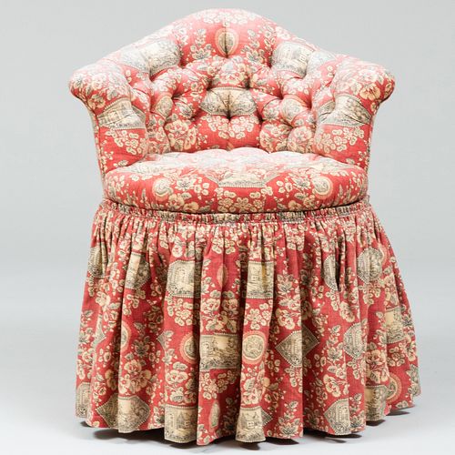 Tufted Linen Upholstered Dressing Table Swivel Chair