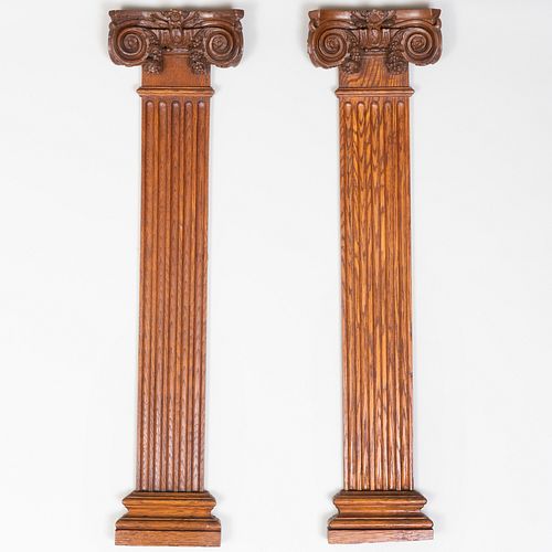 Pair of Carved Oak Corinthian Pilasters