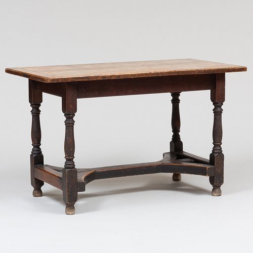 Victorian Rustic Oak and Stained Oak Center Table in the William and Mary Style