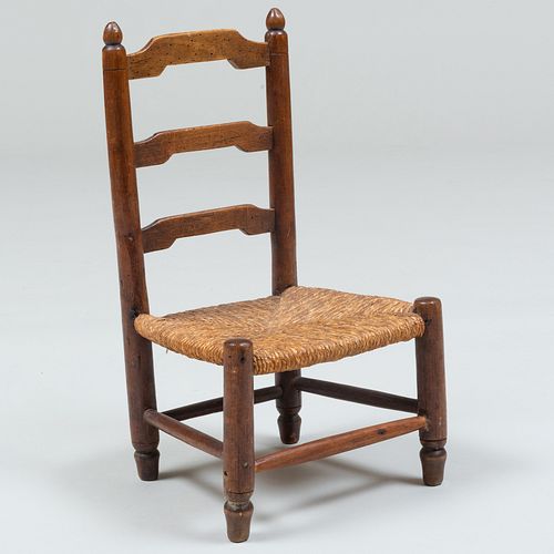 Child's Oak and Rush Ladder Back Side Chair
