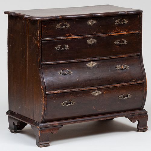 Dutch Stained Oak BombÃ© Chest of Drawers