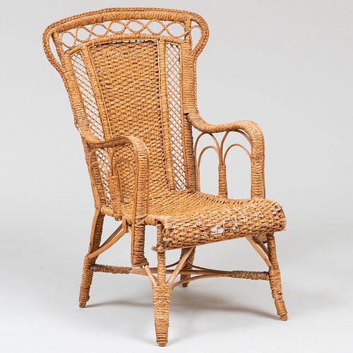 Victorian Style Basket-Weave Armchair