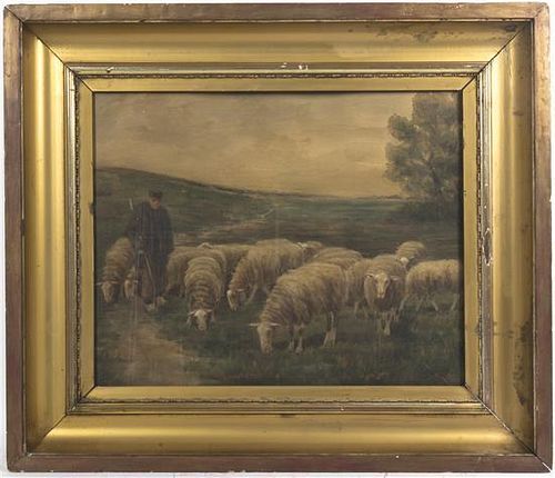 Artist Unknown, (Continental, 19th century), Shepherd and his Flock