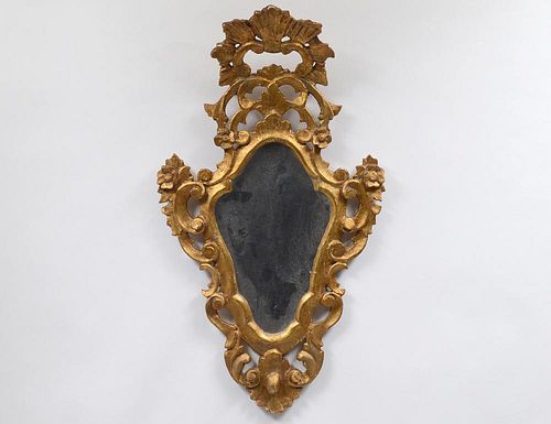 ROCOCO STYLE CARVED AND GILTWOOD MIRROR