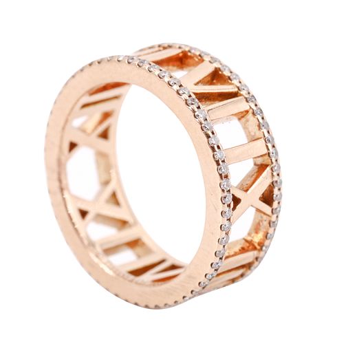 Tiffany & Co. Atlas Diamond 18k Rose Open Band Ring