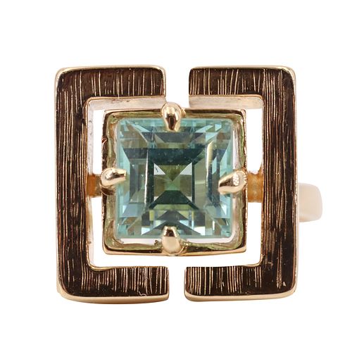Mid Century 14k Gold Ring with Tourmaline