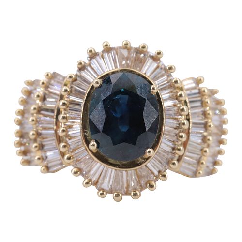 Sapphire & Diamonds 14k Gold Cocktail Ring