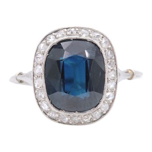 Antique Diamonds, Sapphire and Platinum Ring