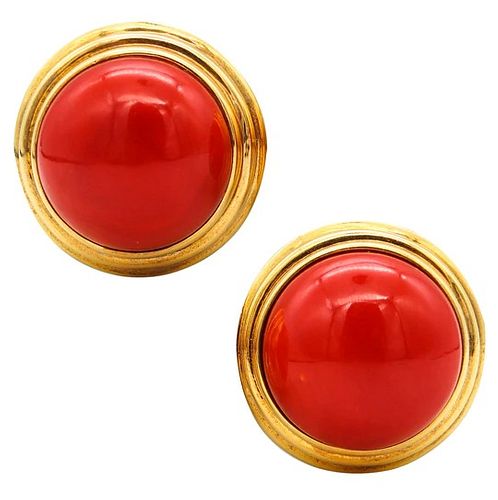 Cellino Massive Earrings in 18K Gold With 70.2 Ctw Coral