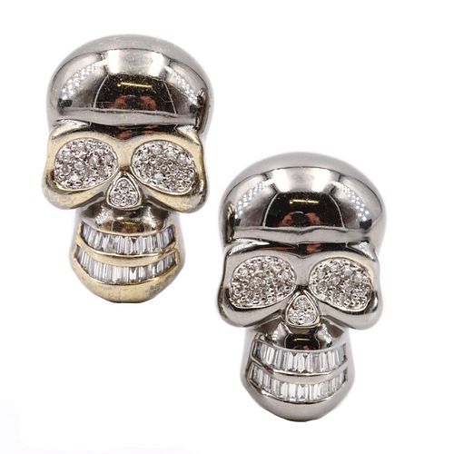18k Gold & Diamonds Skull Earrings