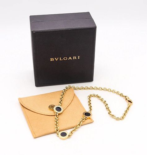 Bvlgari Roma Pendant Links Necklace In 18K Gold With Onyx