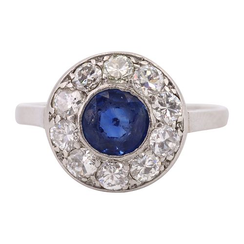 Sapphire & Diamonds Platinum Ring