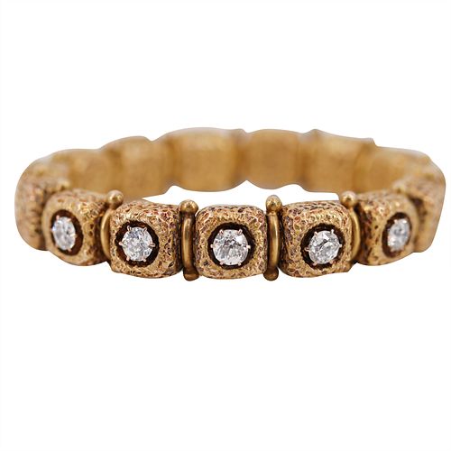 Victorian Expandalbe 18k Gold Bracelet with Diamonds