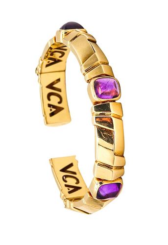 Van Cleef & Arpels Cuff Bracelet in 18K Gold & Amethyst