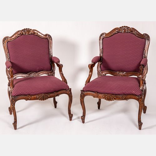 Pair of French Provincial Style Mahogany Fauteuils