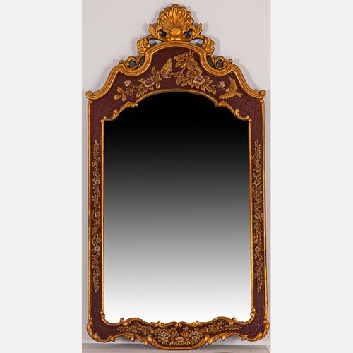 A Queen Anne Style Chinoiserie Beveled Mirror 