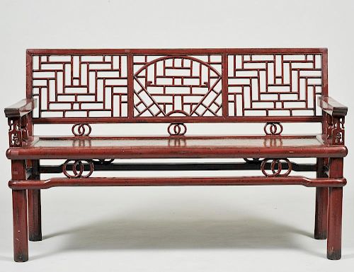 RED LACQUERED SETTEE