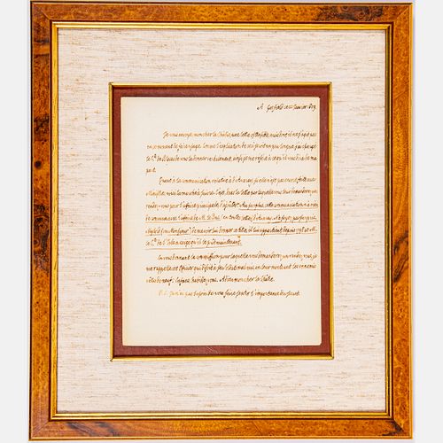 Louis XVIII Framed Letter, 1809