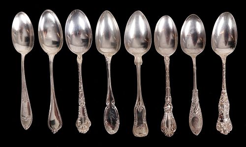 A Group of Eight Silver Table Spoons