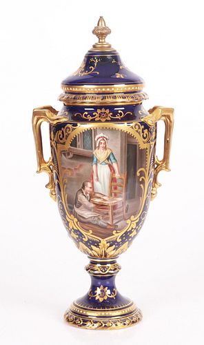 A Hand Painted Royal Bonn Covered Urn