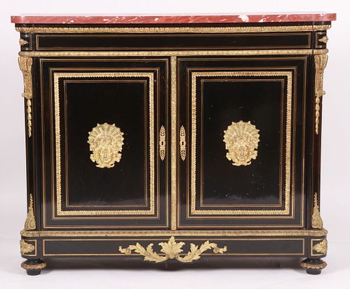 A Napoleon III Lacquer and Ormolu Cabinet