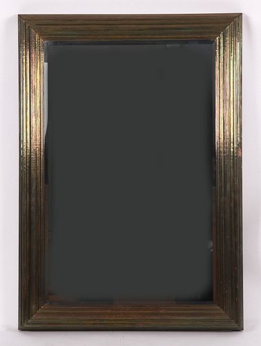 A Large Brass & Beveled Glass Mirror