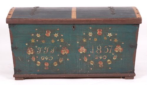 A Large Swedish Paint Decorated Blanket Chest