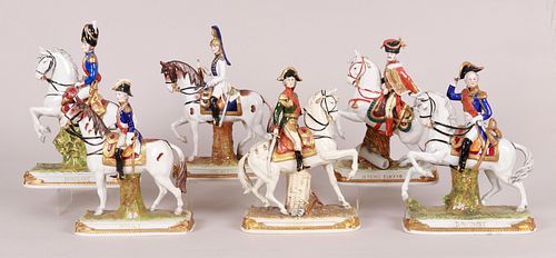Six Napoleonic Military Mounted Figures