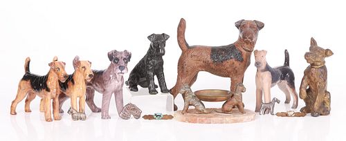 A Group Of Airedale Terrier Figurines, Etc.