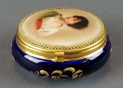 French Seres Style Handpainted Jewelry Box