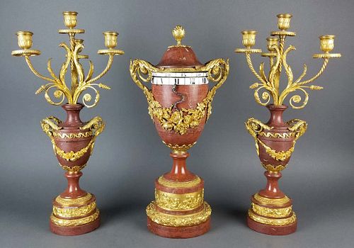 Fine 19th C. French Rouge Marge and Gilt Bronze Rotary
