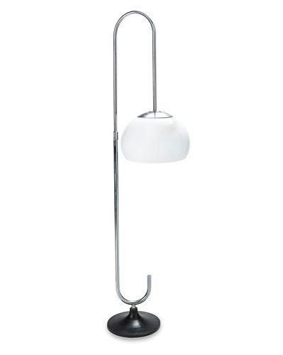 A modern Sonneman-style chrome floor lamp