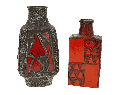 Two Scheurich Post-War West German art pottery vases