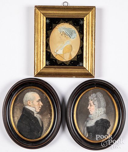 Pair of miniature pastel portraits, 19th c.