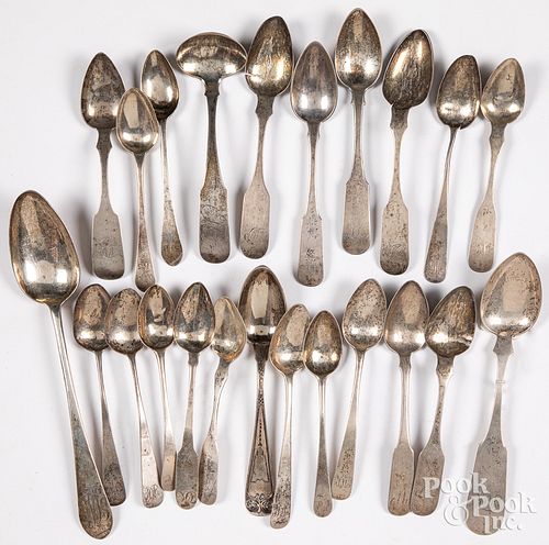 Coin silver spoons by Wiltberger, Lownes, etc.