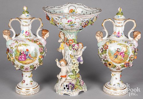German porcelain centerpiece set by Carl Thieme