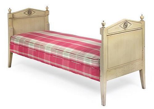 A Neoclassical Style Painted Day Bed Height 33 x length 72 inches.