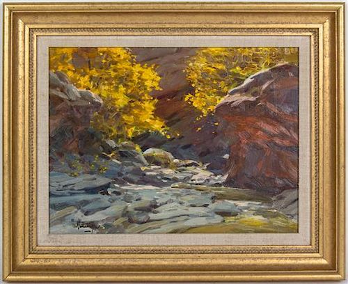 * Artist Unknown, (20th century), Stream through Rocks and Mountain