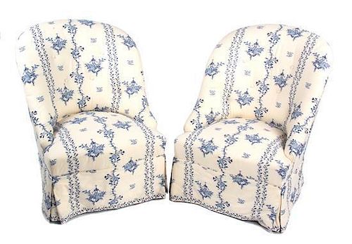 A Pair of Victorian Club Chairs Height 32 1/4 inches.