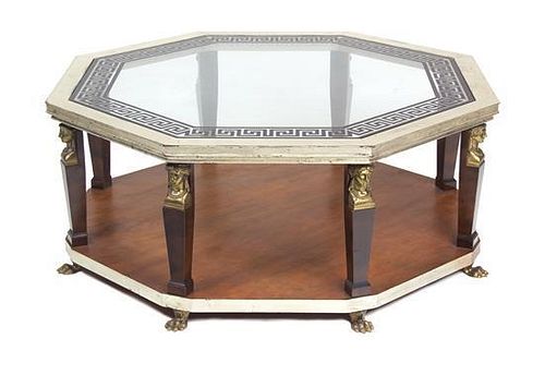 A Baker Empire Style Octagonal Low Table Height 17 1/2 x width 42 inches.
