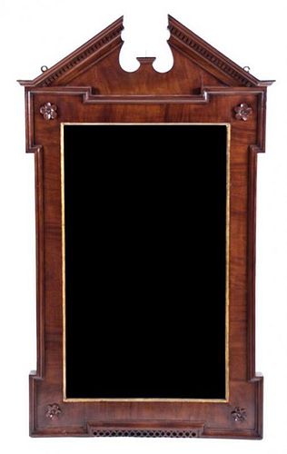 A Hepplewhite Style Mahogany Wall Mirror Height 43 x width 25 inches.
