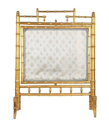 A Napoleon III Giltwood Fire Screen Height 34 1/2 x width 25 7/8 inches.