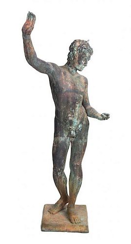 A Cast Metal Figure of Apollo Height 53 1/4 inches (excluding base).