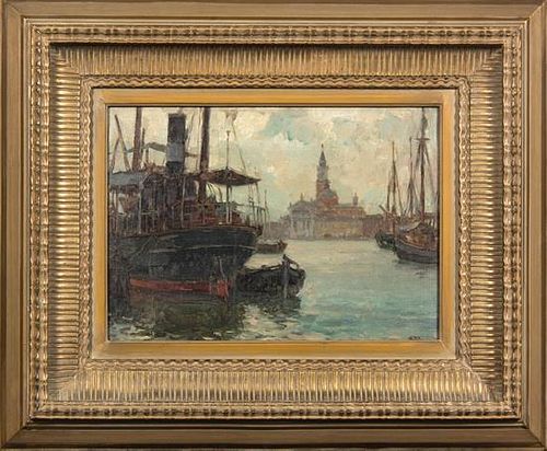 Artist Unknown, (19th/early 20th century), Harbor Scene, 1908