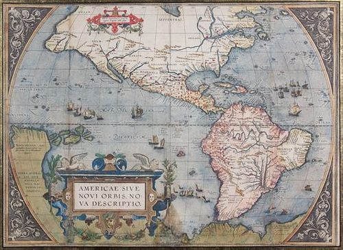 (Map) Ortelius, Abraham (1527-1598). Americae sive novi orbis, nova descriptio. Antwerp, 1587 (or later)