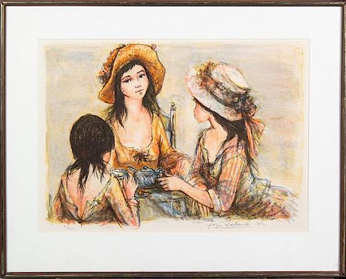* Jacques Lalande, (French, b. 1921), Three Girls Having Tea, 1972