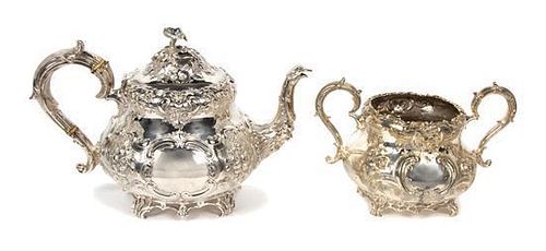 An English Silver-Plate Four-Piece Tea and Coffee Service weight 83 ozt. 27 dwt; height of tallest 10 inches